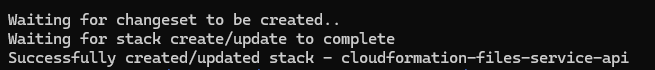 mensaje en consola de un deploy exitoso del stack